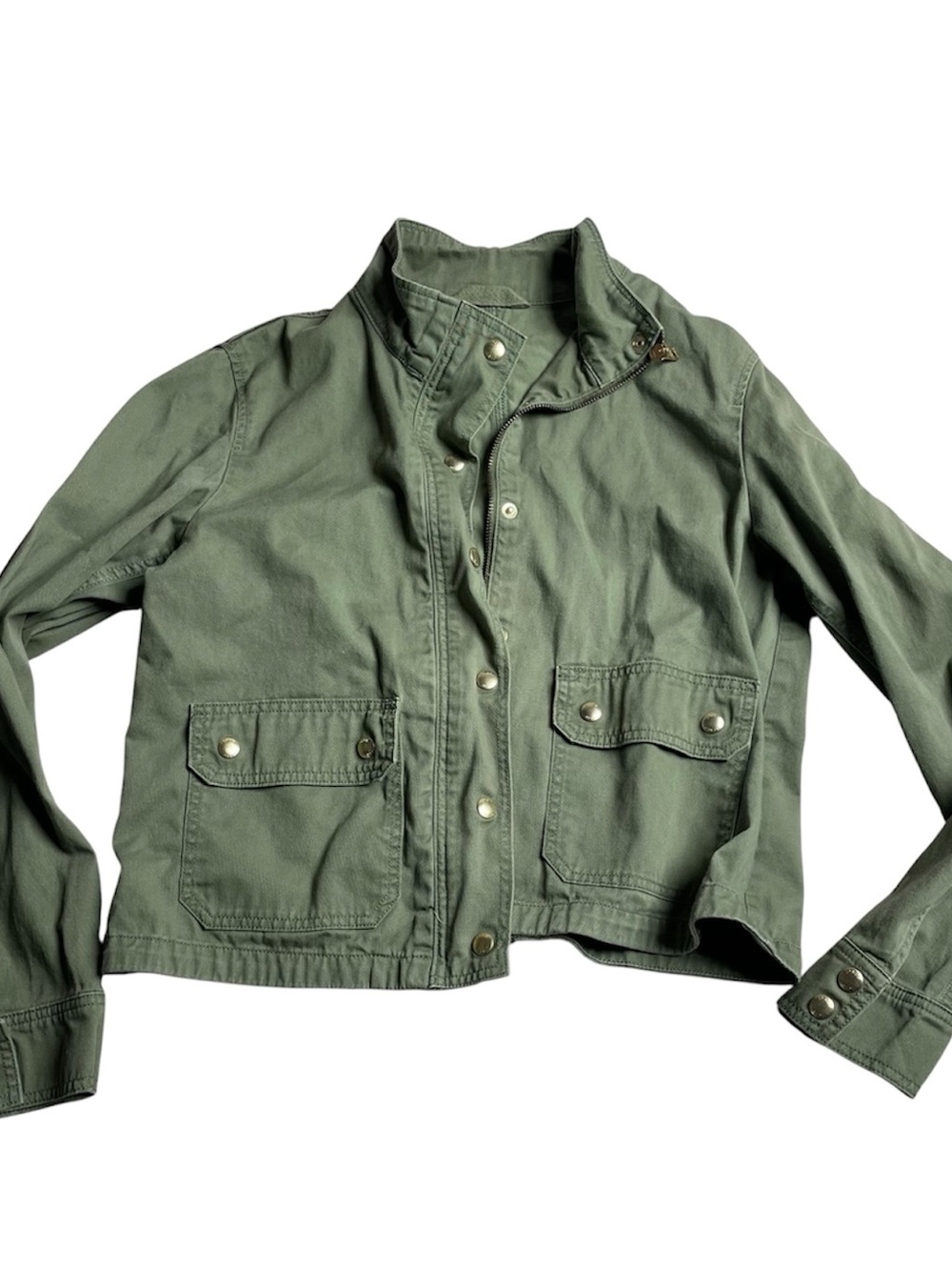 J. Crew Olive Green Utility Jacket with Snap Pockets